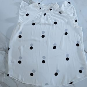 Loft black polka dot ruffle sleeve tank